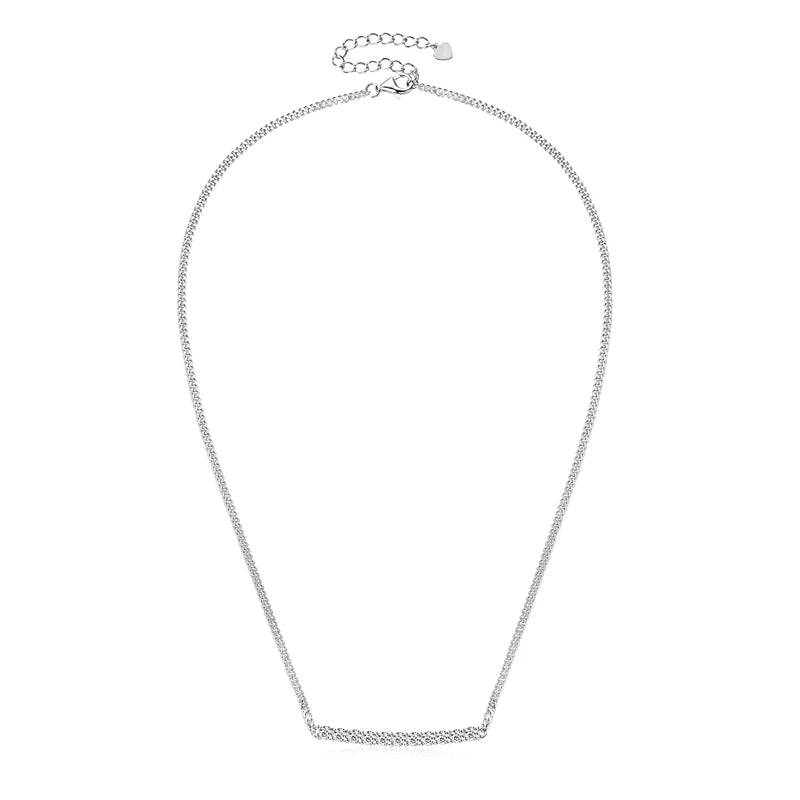 925 Silver Round Cut D1.10CT 3mm Moissanite Pendant Necklace for Women Curved Bar Smile Cuban Necklace Choker Jewelry 2024 New - Uknowucme