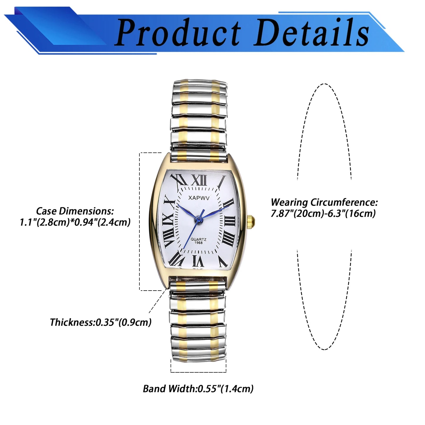 Lancardo Elastic Strap Watch Simulation Quartz Waterproof Exquisite Rigid Strap Rectangular Women's Watch Valentine's Day Gift - Uknowucme