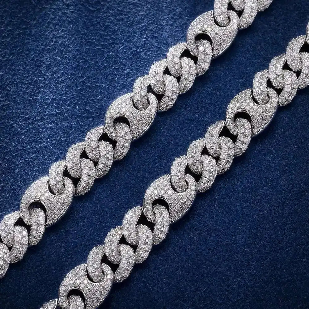 10mm Moissanite Chain 925 Sterling Silver Necklace Iced Out Hip Hop Jewelry Cuban Link Chain - Uknowucme