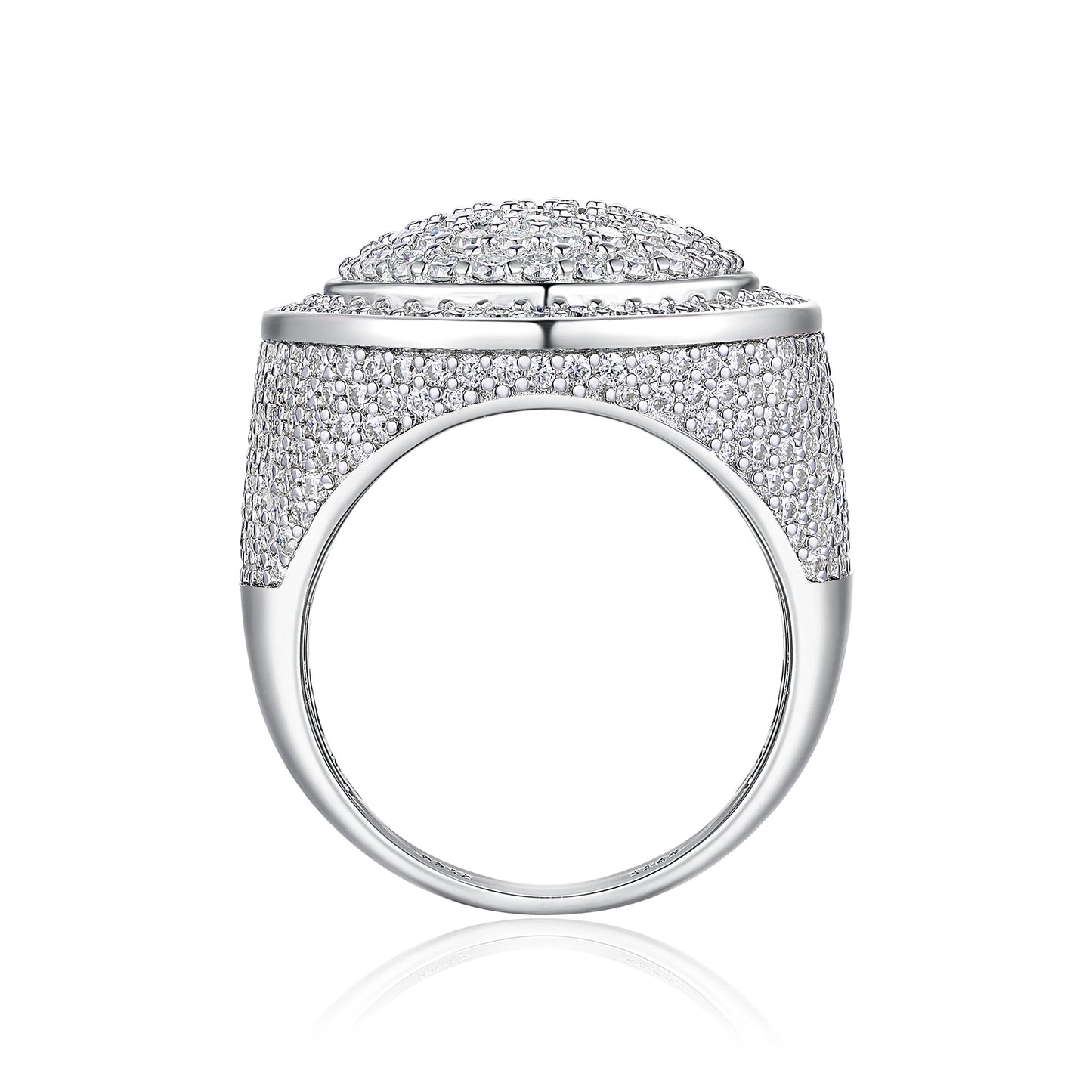 JIUZUAN Full Moissanite Ring Round Pave 925 Silver 18K Gold Plated Hip Hop Style Jewelry Gift Comes with GRA Certificate - Uknowucme