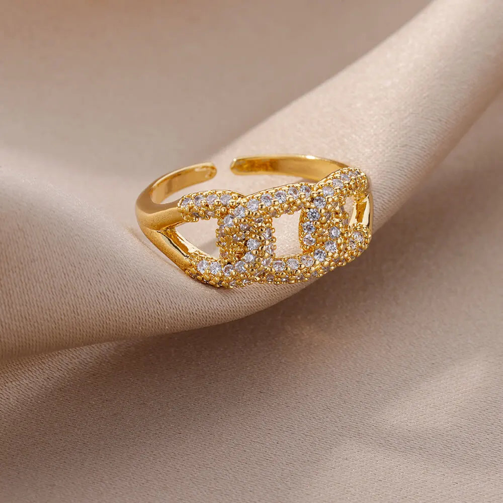 Broken Zircon Crystal Rings for Women Jewelry Accessories Body Finger Decoration Aesthetic Adjustable Couple Ring Best Gift - Uknowucme