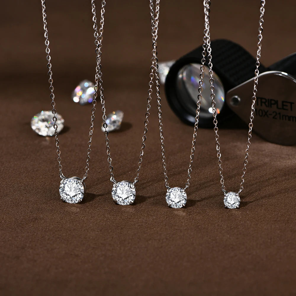 ATTAGEMS Necklace For Woman Pendant Moissanite Diamond 6.5mm 1CT 925 Silver Necklace For Women Chains Party Bridal Fine Jewelry - Uknowucme