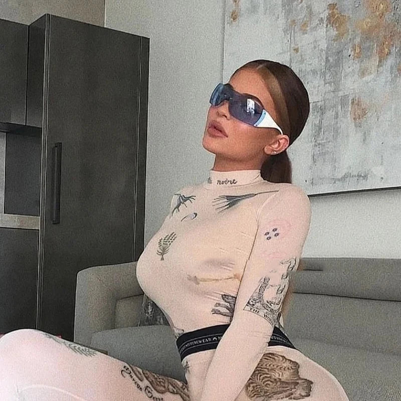 Y2K Rimless Brand Designer Sunglasses Women For Men 2023 One Piece Trending Luxury Sun Glasses Rivet Steampunk Pink Shades UV400 - Uknowucme