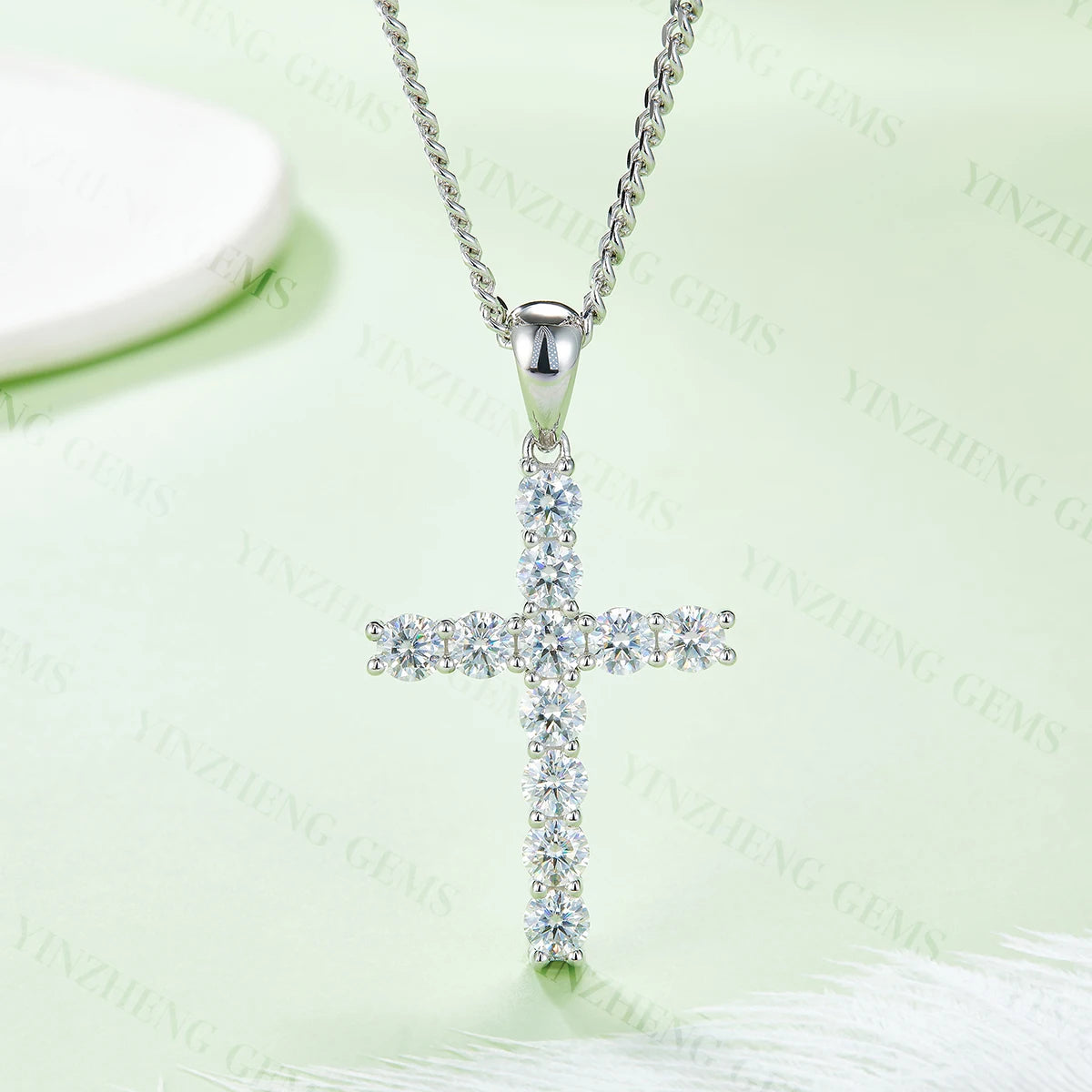 YinZheng Moissanite Jewelry 925 Sterling Silver Cross Pendant D VVS Diamond Moissanite Cross Pendant Hip Hop & Rock Religious - Uknowucme