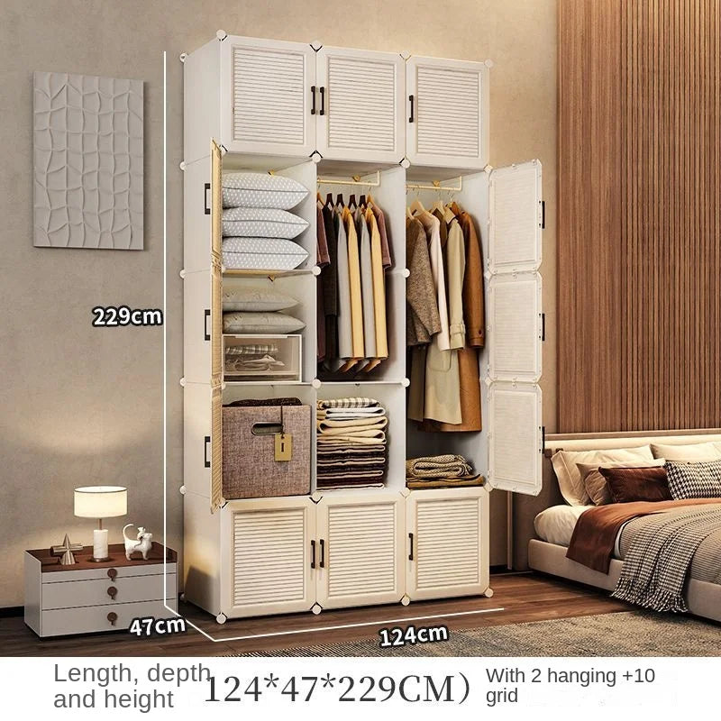 Simplicity Household Wardrobe Bedroom Furniture Clothing Organizer Rack Assemble Storage Cabinets Dustproof Collapsible Locker - Uknowucme