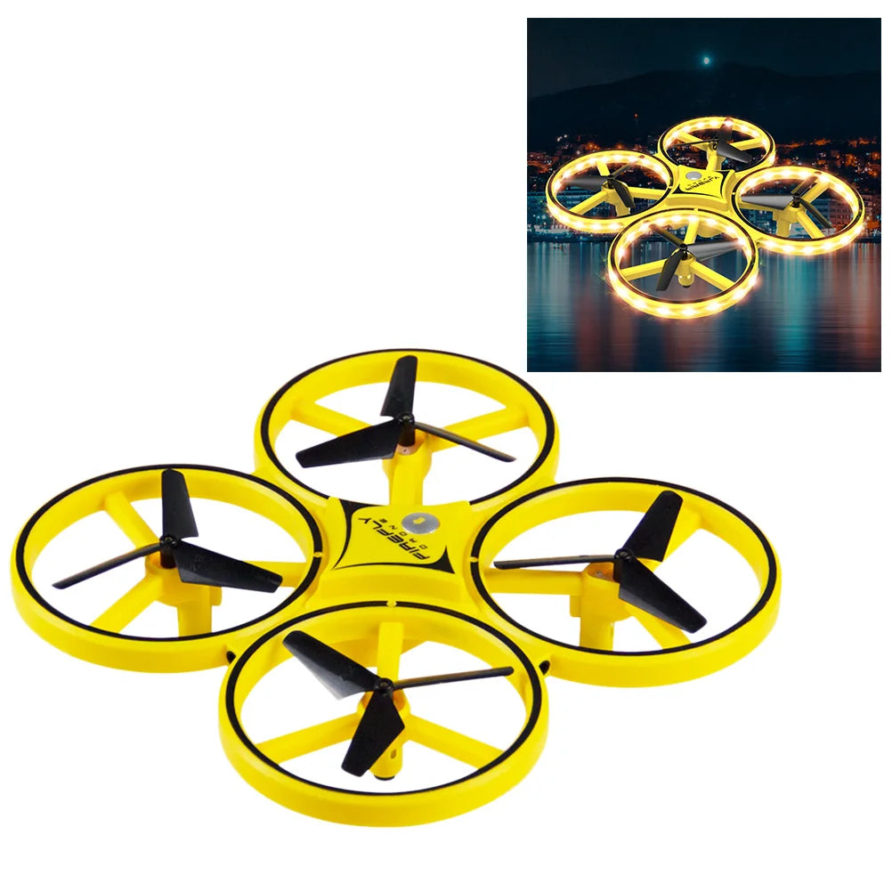 Hand-Controlled Rechargeable Drone Foldable Durable Abs Material 360° Rotating Indoor Flyer Led