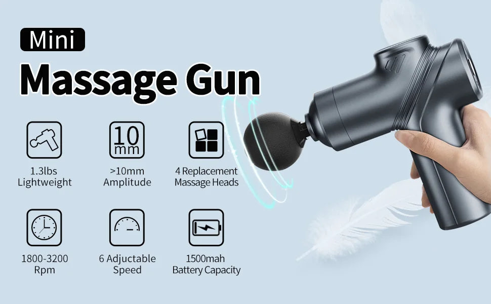 Massage Gun Silent Brushless Motor Portable Massager with 4 Interchangeable Head Deep Muscle Relief and Relaxation Gifts