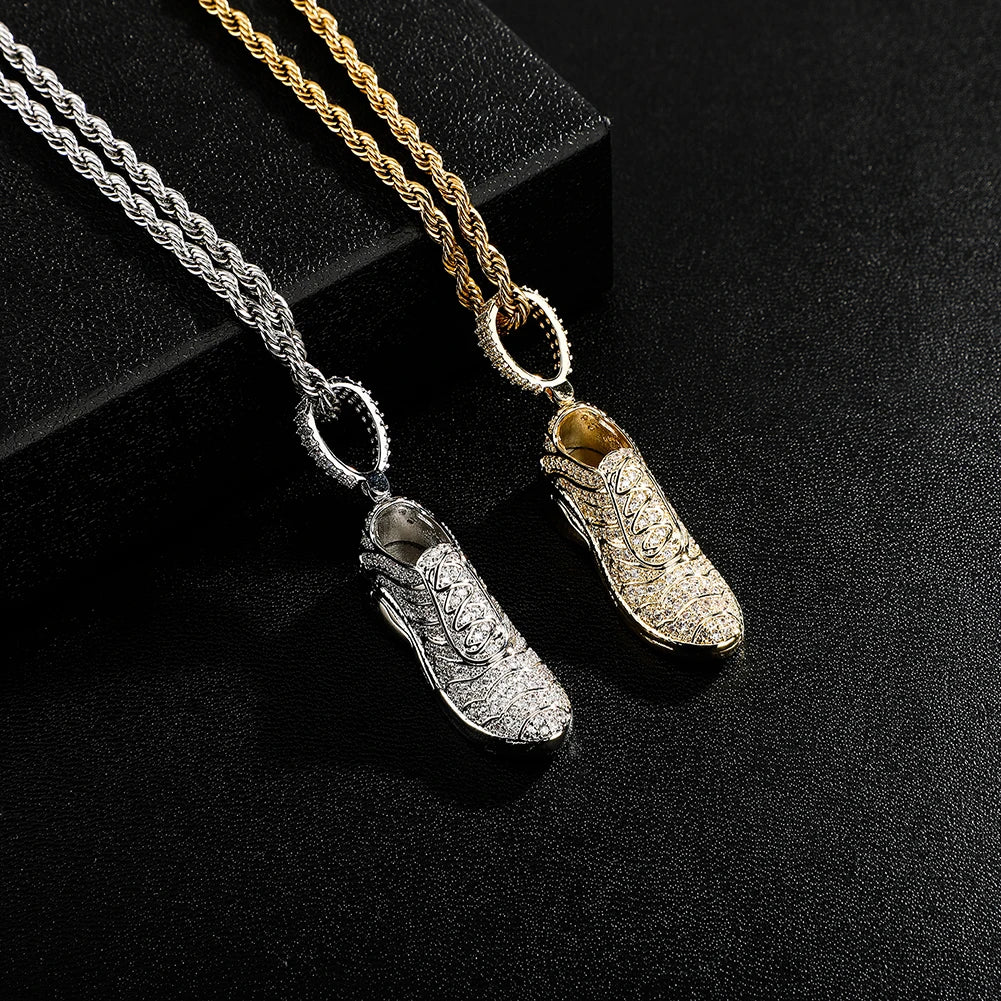 TOPGRILLZ New Shoe Model Pendant Hip Hop Men Women Pendant Sparkling Ice Crystal Zircon Necklace Fashion Charm - Uknowucme