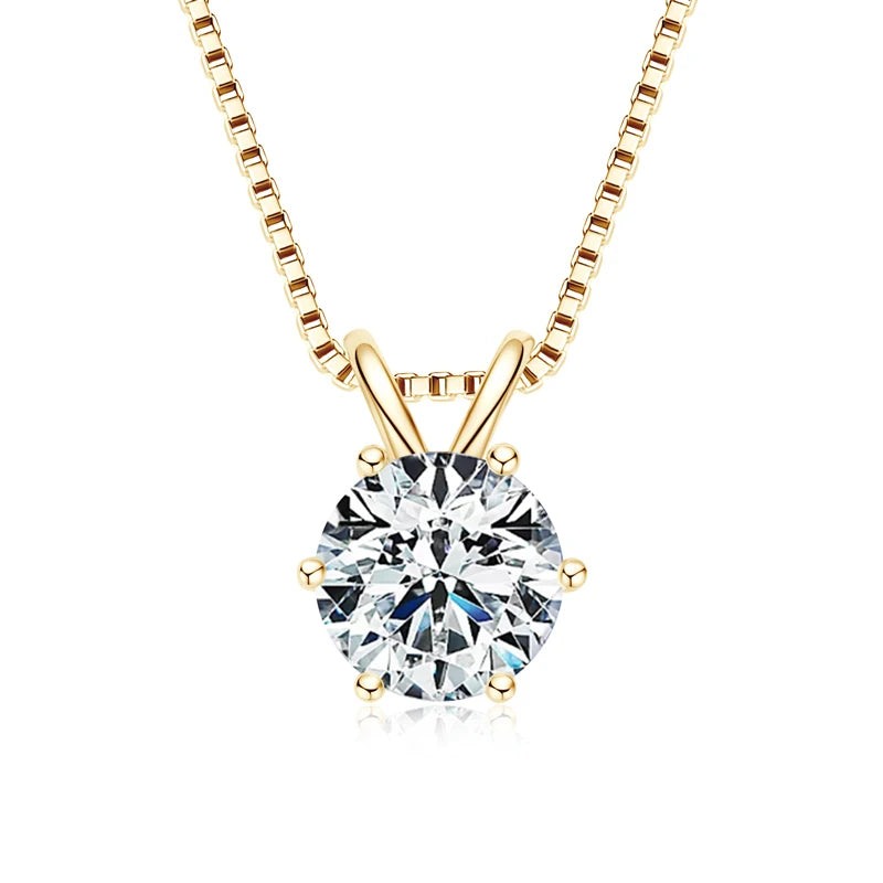 Lnngy 0.5ct-5ct Moissanite Pendant Necklace With Certificate For Women Original Real 925 Silver Chain Solitaire Drop Necklaces - Uknowucme