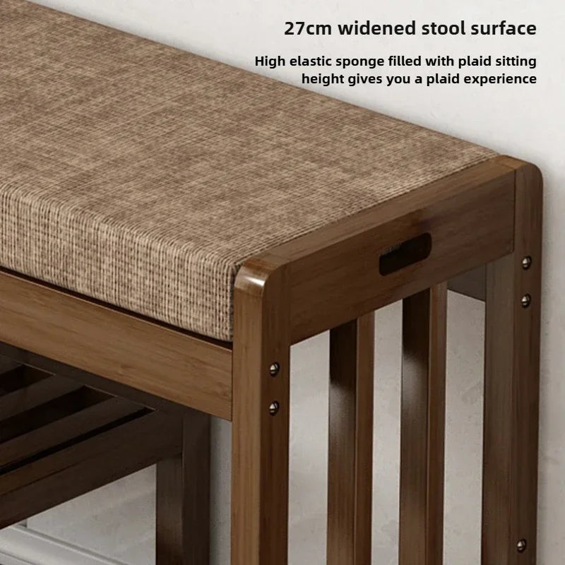 Shoe change stool Home door entry bench Solid wood shoe stool Storage shoe rack Simple bench Soft bag Sofa stool - Uknowucme