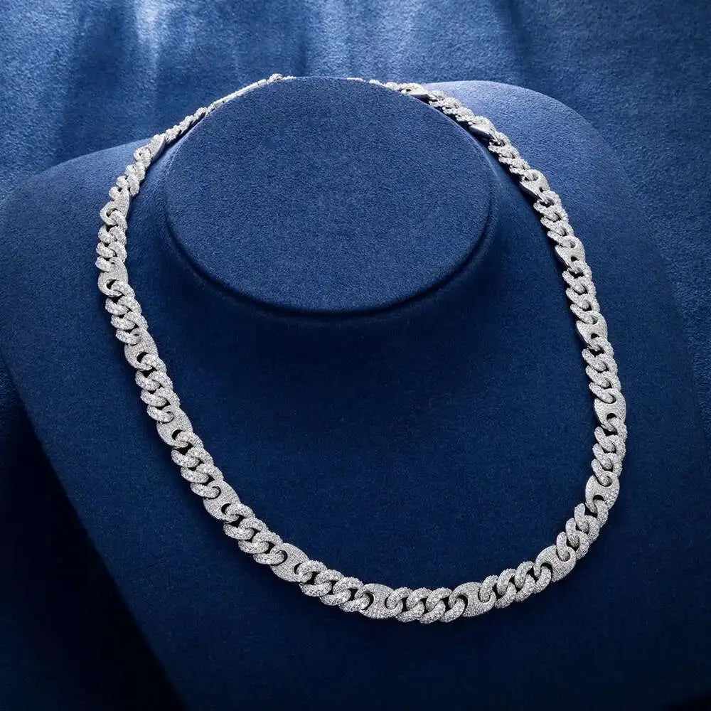 10mm Moissanite Chain 925 Sterling Silver Necklace Iced Out Hip Hop Jewelry Cuban Link Chain - Uknowucme