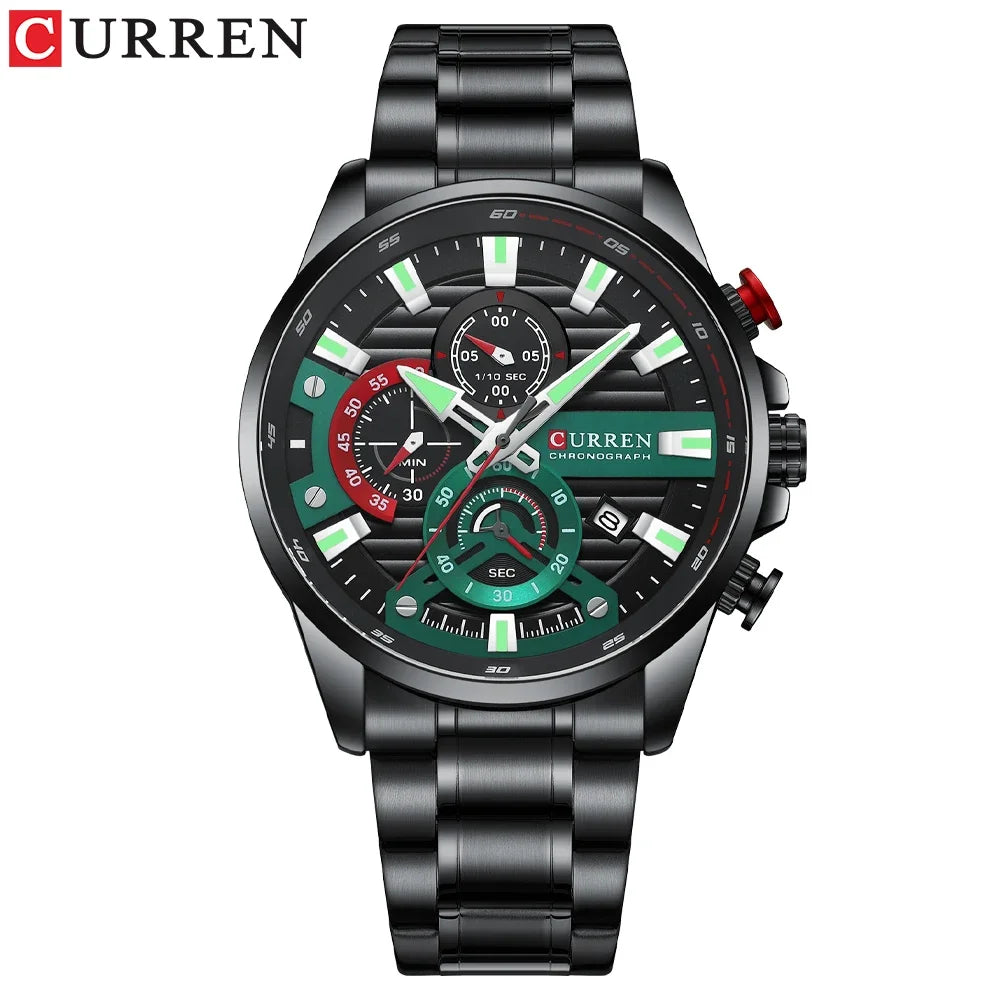 CURREN Multifunctional Quartz Men's Watch Sport Stainless Steel Strap Luminous Watch with Automatic Date часы мужские наручные - Uknowucme