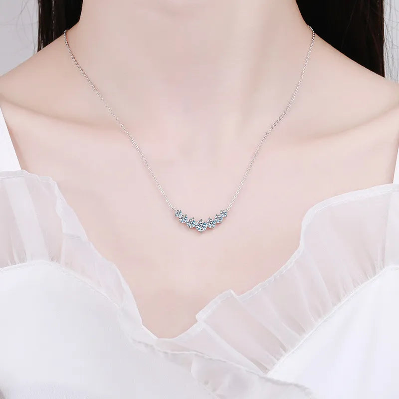K.NOBSPIN Moissanite Necklace for Woman Wedding Fine Jewely with Certificates 925 Sterling Sliver Plated 18k White Gold Necklace - Uknowucme