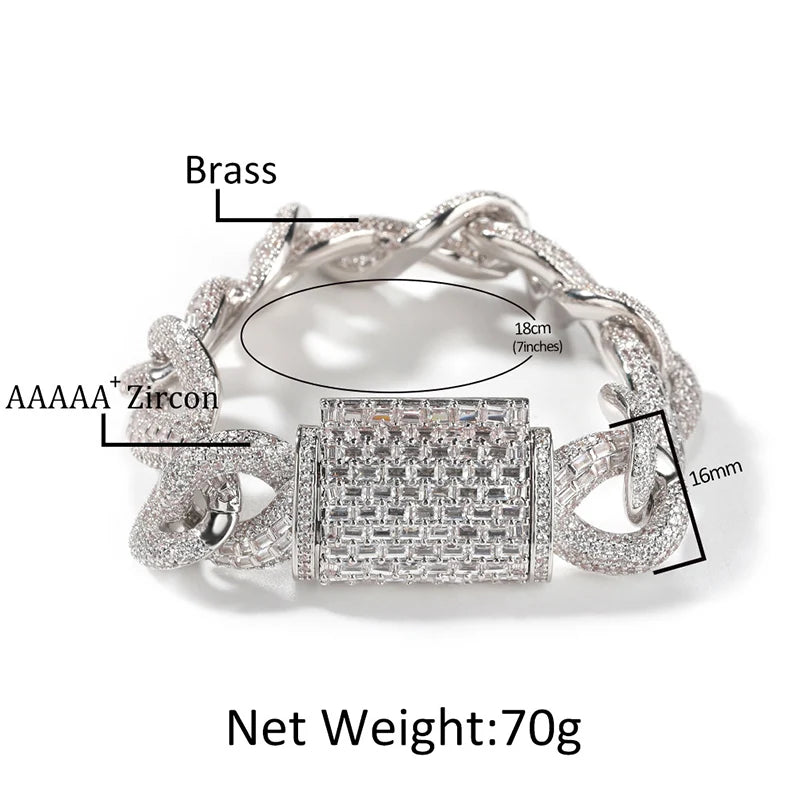 Hip Hop 5A+ CZ Stone Bling Iced Out Infinity Round Cuban Link Chain Necklace for Men Rapper Jewelry Gold Silver Color - Uknowucme