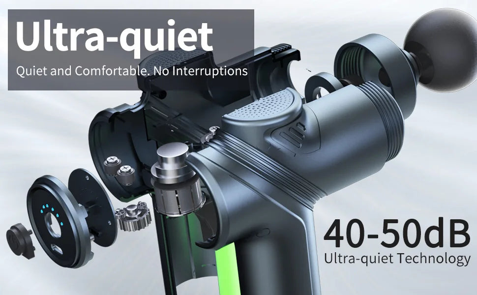 Massage Gun Silent Brushless Motor Portable Massager with 4 Interchangeable Head Deep Muscle Relief and Relaxation Gifts