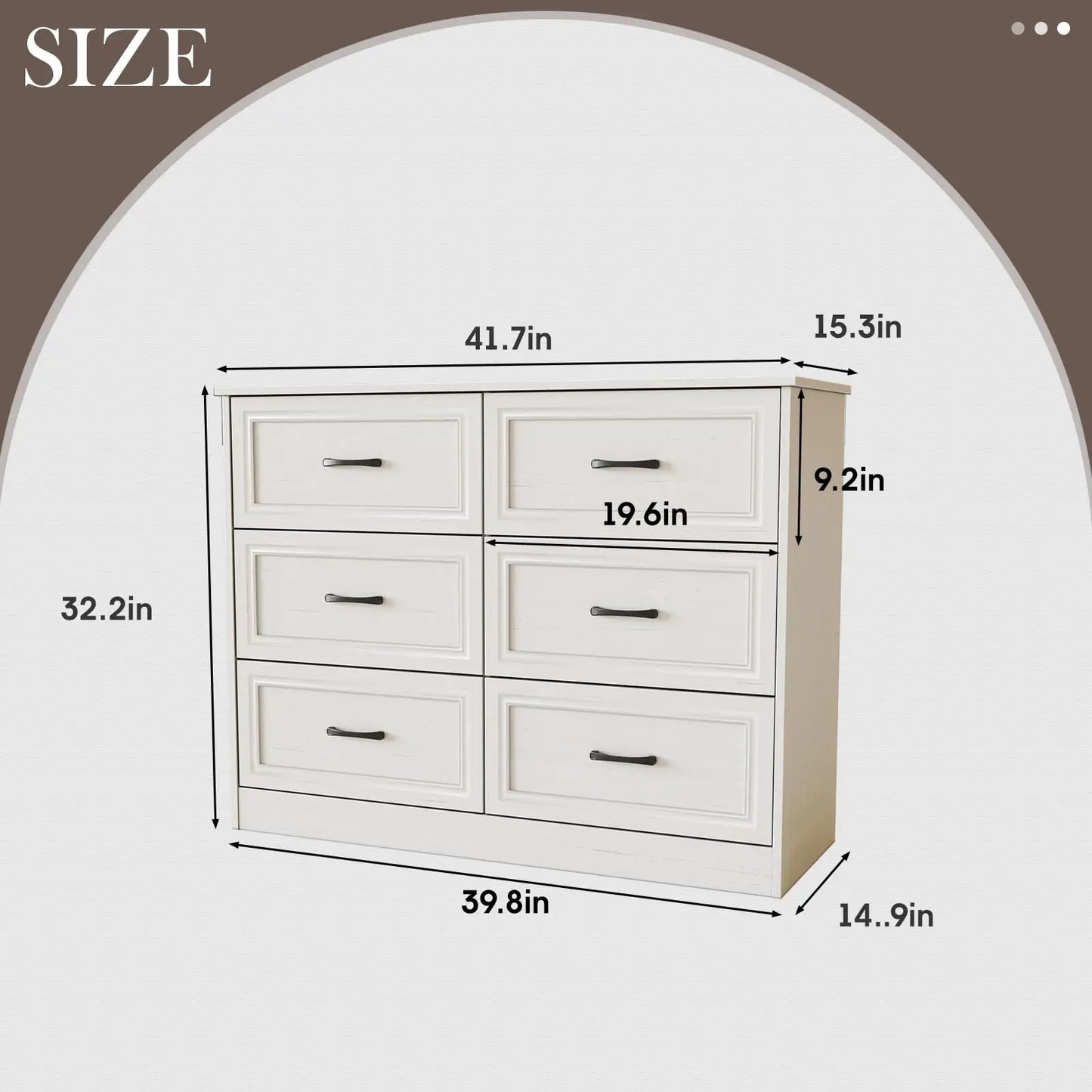 Vabches 6 Drawer Dresser for Bedroom Wood Chest of Drawers with Power Strip Tall Dresser Organizer with Metal Handle for Hallway - Uknowucme