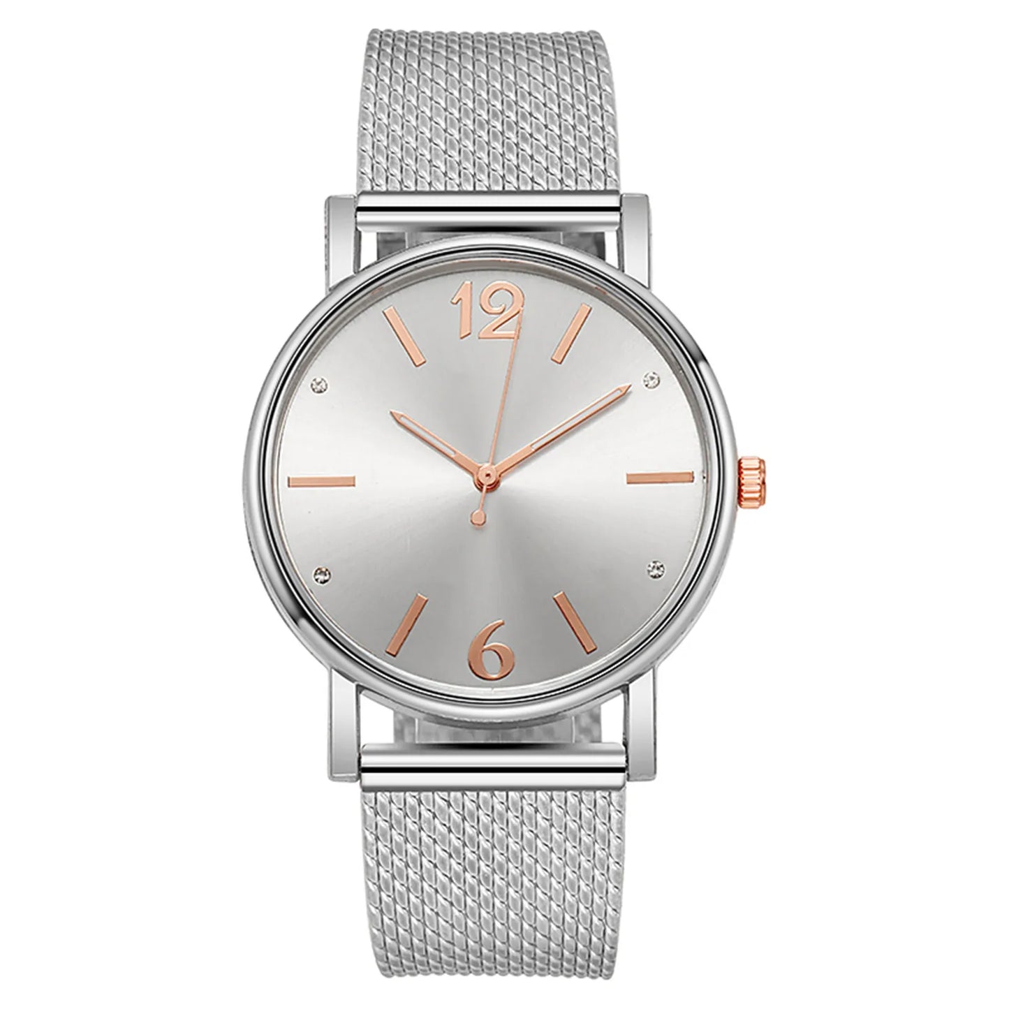Women'S Diamond Mesh Strap Quartz Watch Simple Design Fashion Classic Round Dial Watches Breathable Strap Watch Reloj Para Mujer - Uknowucme