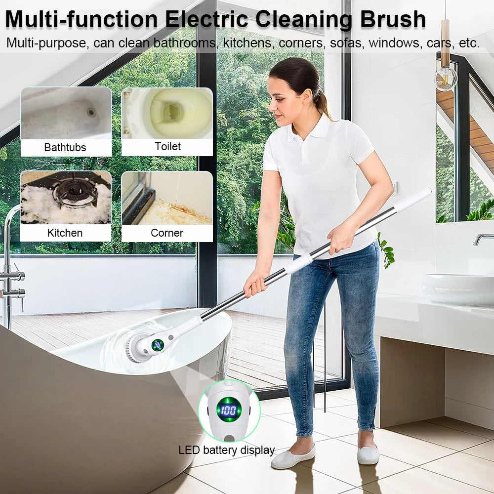 Electric Cleaning Brush Household Multifunctional Cleaning Brush 8 in 1 Wireless Cleaning Brush For Bathroom Kitchen Toilet - Uknowucme