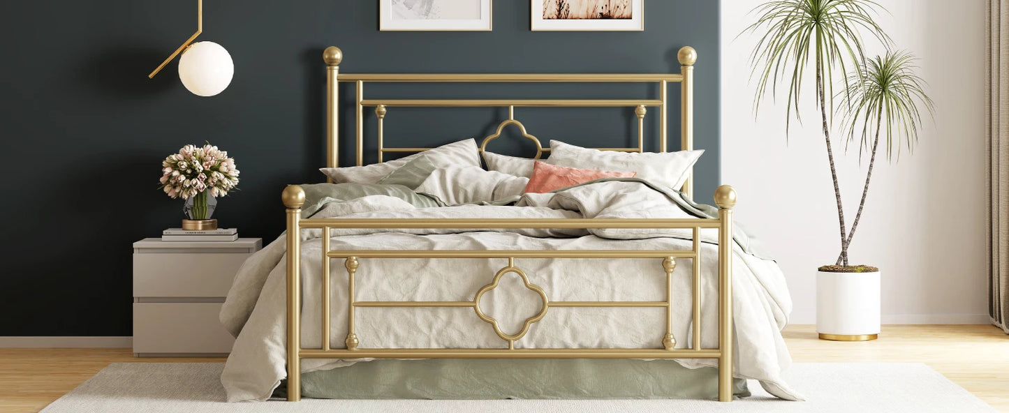HOOMIC 14 Inch Metal Platform Bed Frame, Vintage Victorian Style, Wrought Iron Headboard and Footboard - Uknowucme