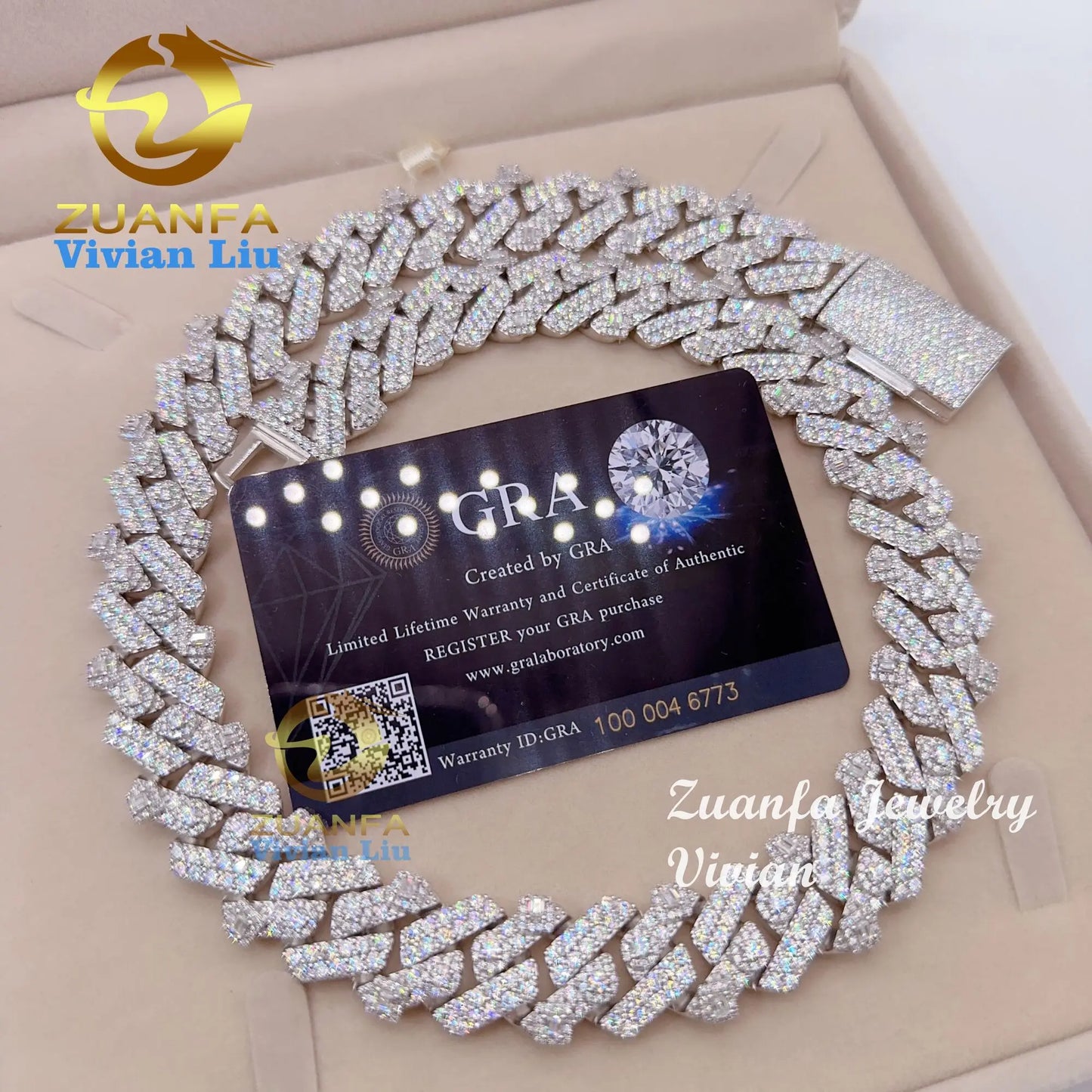Luxury Hip Hop Jewelry Iced Out Vvs Moissanite 925 Sterling Silver Diamond Cuban Link Chain - Uknowucme
