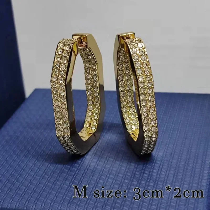 2025 New Trend Fine Jewelry Sets Charm Personality Gold Silver Geometric Crystal Fashion Personality Necklace Earrings for Women - Uknowucme