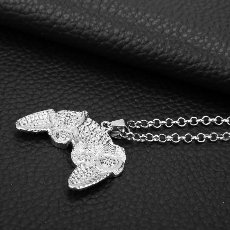 Hip-Hop Jewelry Game Console Handle Necklace Pendant Gold Color Chain Rhinestone Necklace Charms for Children Boys Gifts - Uknowucme