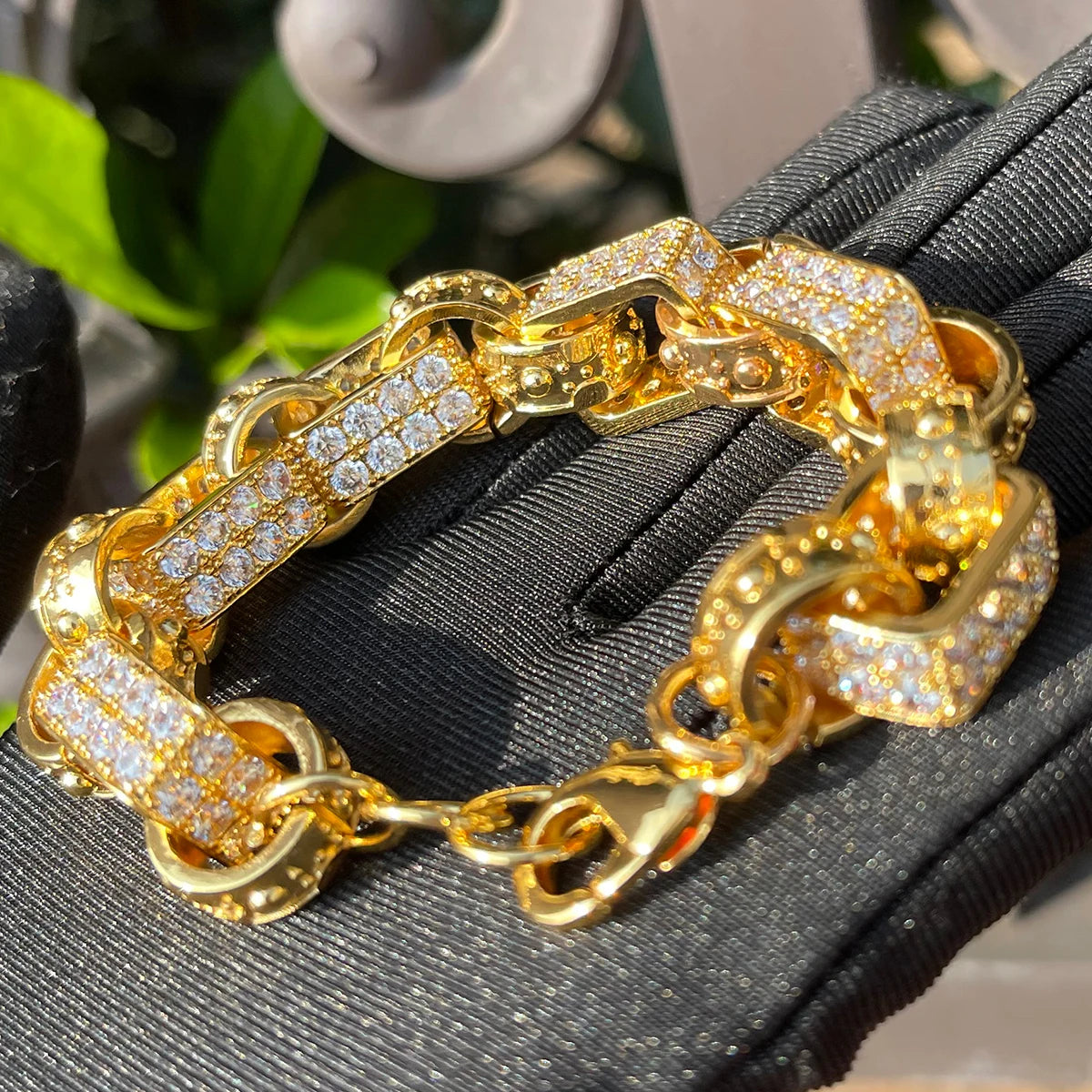 Bubble Letter 14mm Box Link Men's Bracelet Iced Out Cubic Zirconia Prong Setting Fashion Hip Hop Punk Jewelry 2023 Trending Gift - Uknowucme