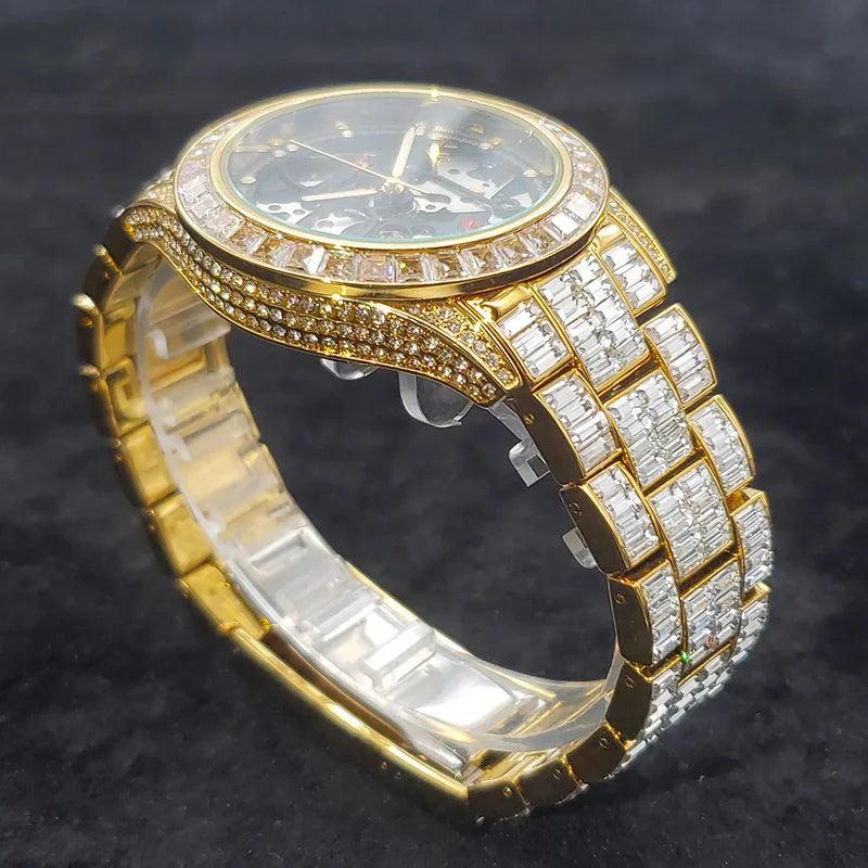 High End Automatic Watch For Men Hip Hop Diamond Hollow Mechanical relogio masculino Luxury Ice Out waterproof Male Watches 2022 - Uknowucme