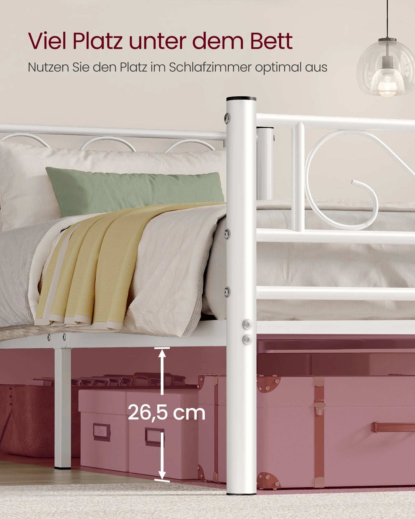 VASAGLE bed 90x200 cm, guest bed, single metal bed, bed rack, bed frame, metal bed, easy assembly - Uknowucme