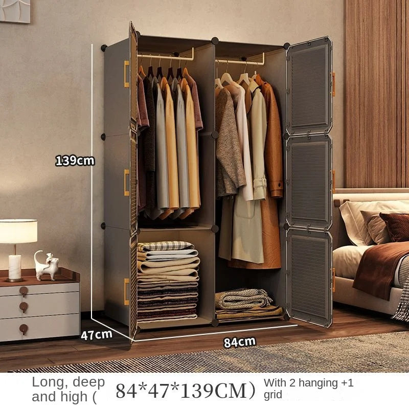 Simplicity Household Wardrobe Bedroom Furniture Clothing Organizer Rack Assemble Storage Cabinets Dustproof Collapsible Locker - Uknowucme