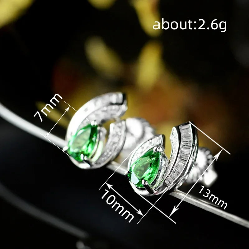 2025 Geometric Green CZ Sparkling Cubic Zirconia Earrings, Suitable for Women's Wedding Parties, Elegant Jewelry - Uknowucme
