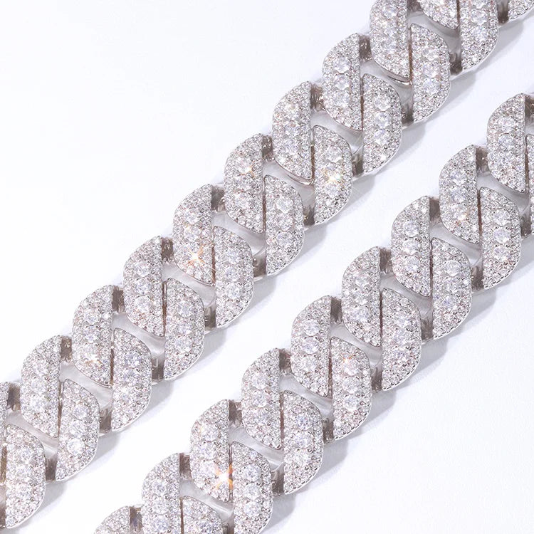 Bling Hip Hop Chain 16mm Wide Iced Out 925 Silver Necklace Set D/vvs Moissanite Diamond Cuban Link Chain - Uknowucme