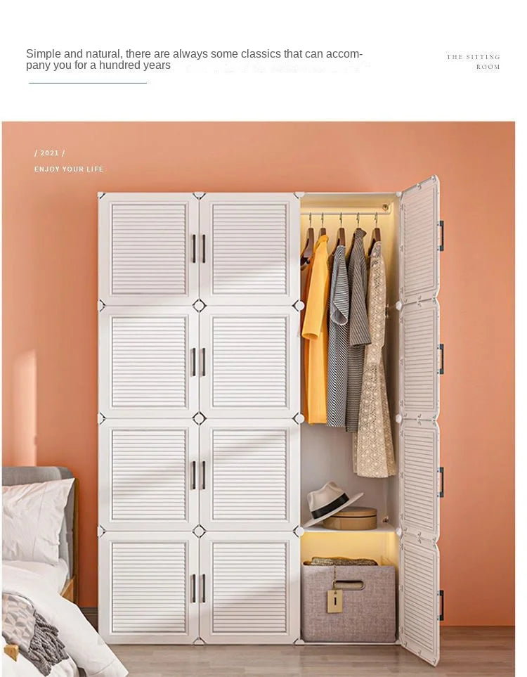 Simplicity Household Wardrobe Bedroom Furniture Clothing Organizer Rack Assemble Storage Cabinets Dustproof Collapsible Locker - Uknowucme