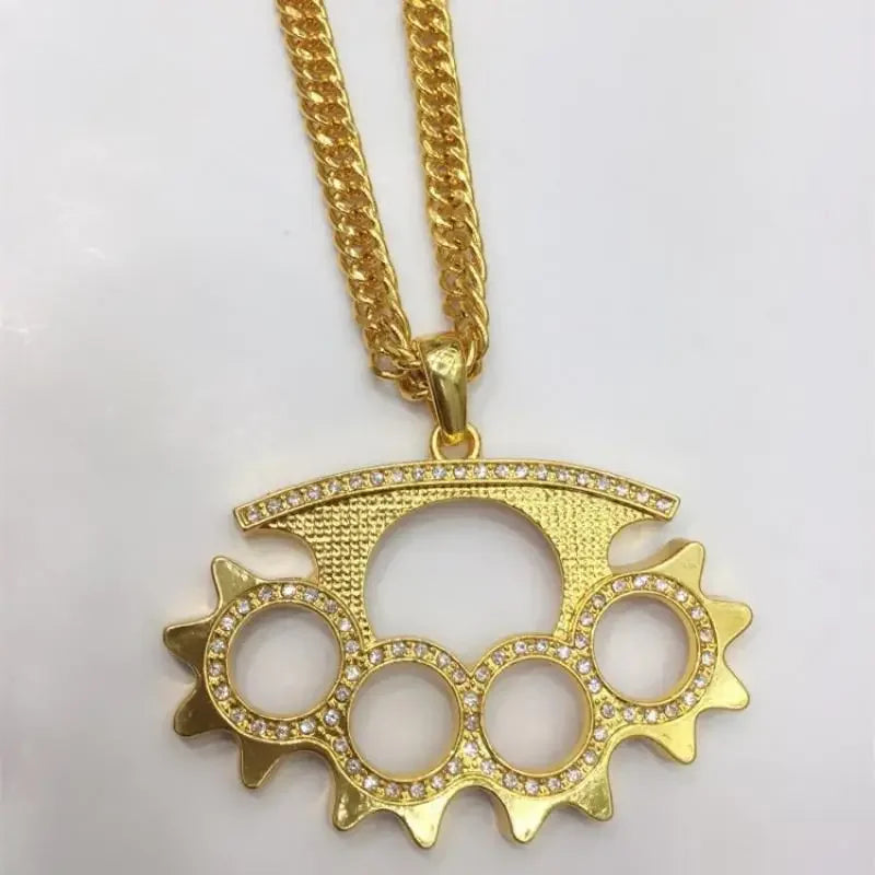 Hip-Hop Inlaid Icy Zirconia Knuckle Pendant Suitable for Men\ - Uknowucmes Domineering Trend Necklace Rock Party Jewelry Gift - Uknowucme