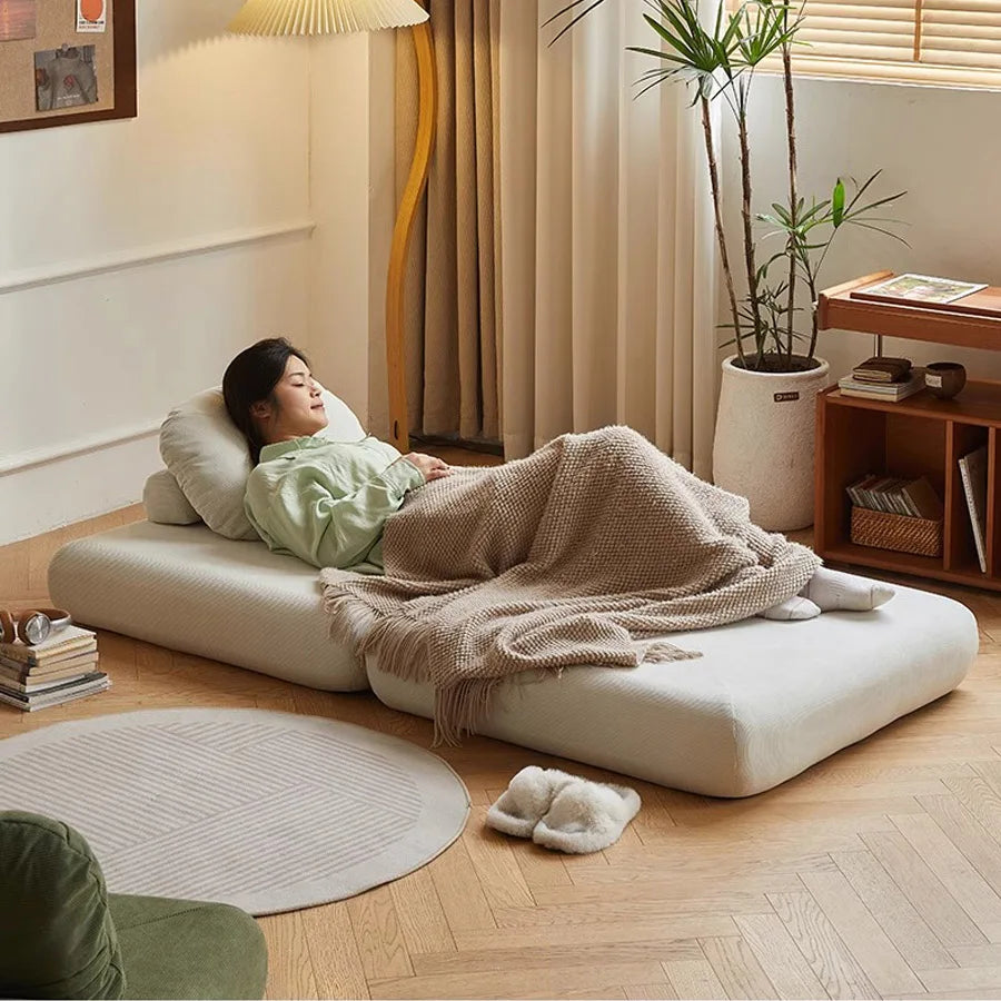 Fabric single sofa, sweet potato sofa bed, small-sized living room folding dual-use tatami, tofu block lazy sofa - Uknowucme