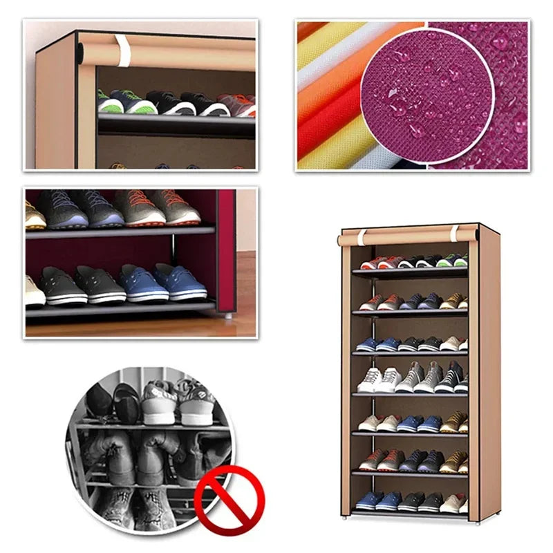 Shoe Rack Organizer Dustproof Shoe Cabinet Multilayer Minimalist Nonwoven Home Furniture Space-saving Cabinets Shoe Shelf - Uknowucme