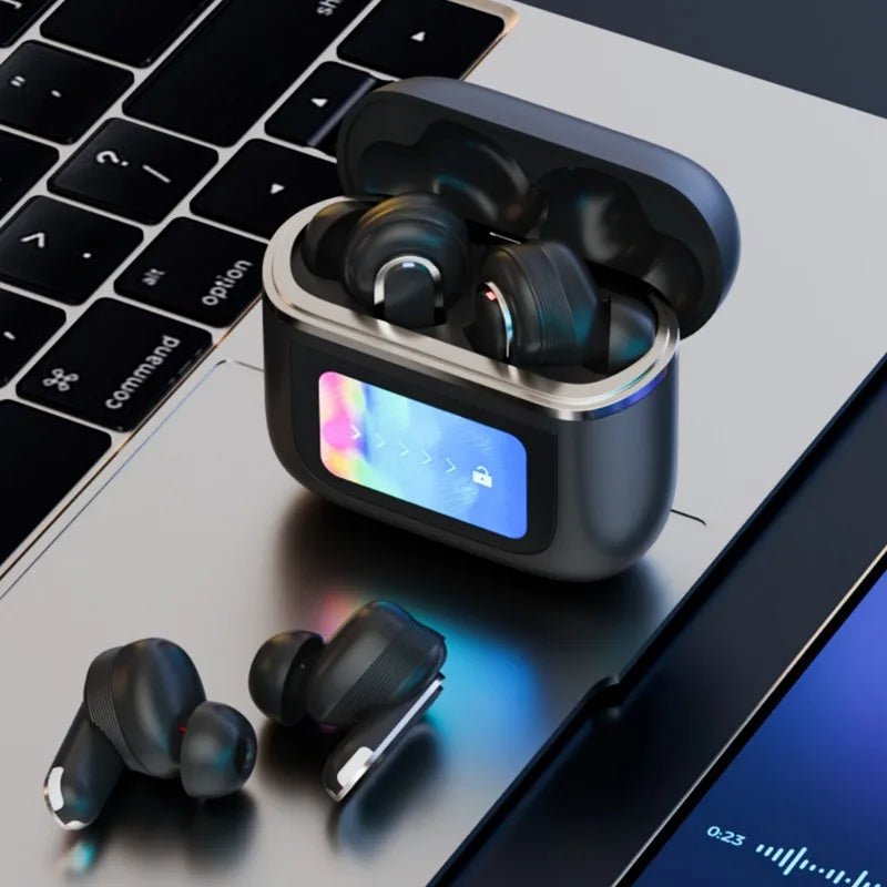 Bluetooth 5.4 Earphone in-ear Silicone Earbuds Wireless Display Touchscreen Control Calling Sports Headphone with Microphone - Uknowucme