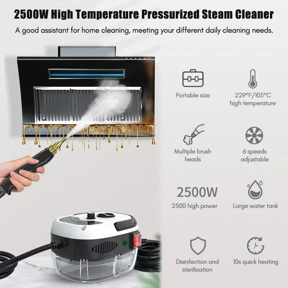2500W Portable Steam Cleaner High Temperature Sterilization Pressure Jet Washer Machine for Home Car Kitchen Air Conditioner - Uknowucme