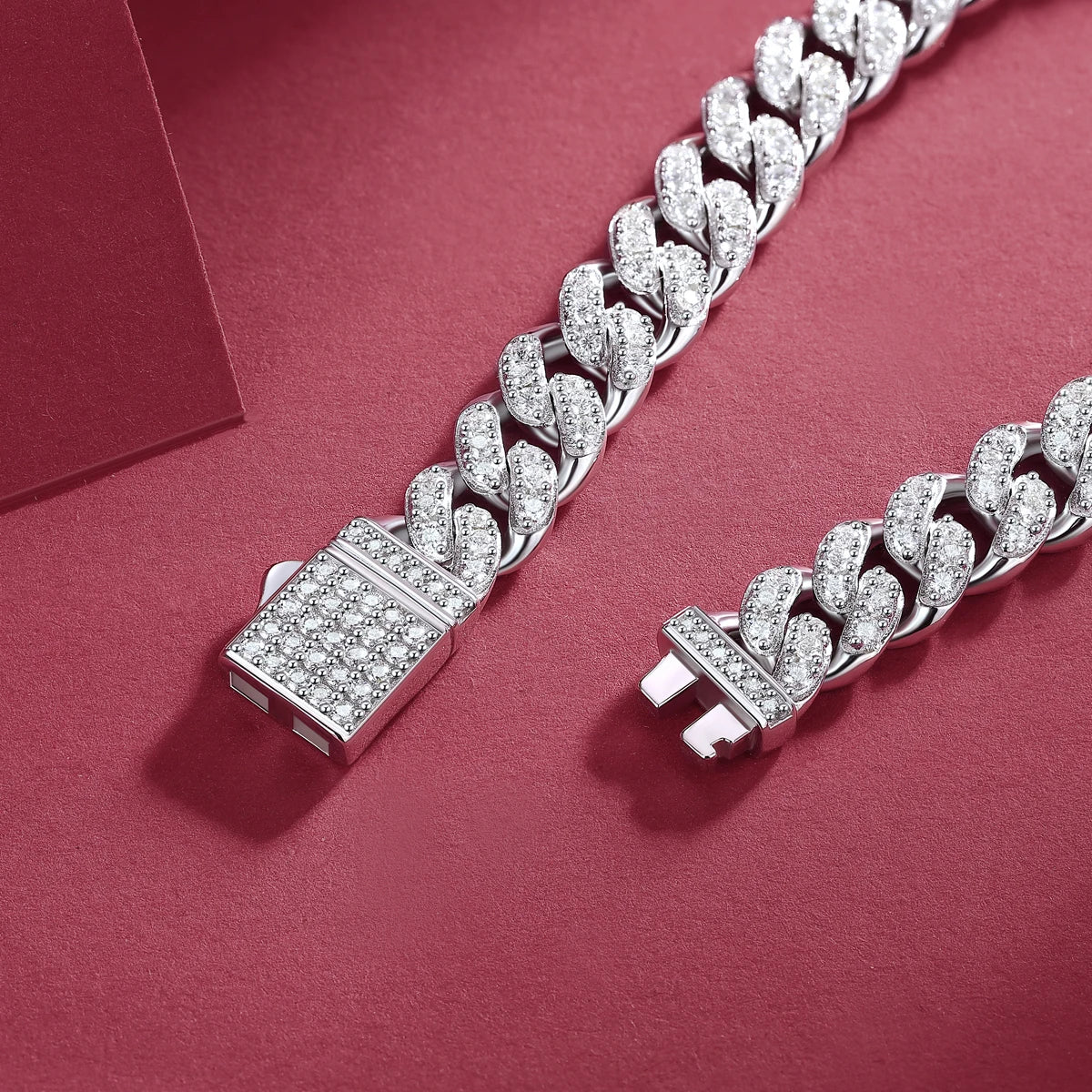 JIU ZUAN S925 Silver Moissanite Light Of Faith LuxuriousBracelet For Men And Women, Cuban Chain,For Engagement, Anniversary, - Uknowucme
