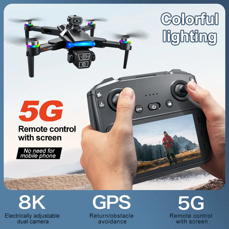 RG706 MAX Drone With 4.5-inch Screen Control,Brushless 360 Obstacle Motor,GPS, Obstacle Avoidance,HD Aerial Photography UAV