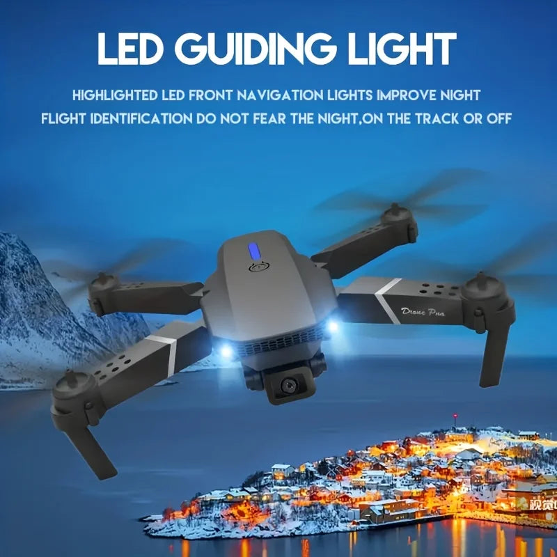 E88 Drone with Dual 4K HD Cameras, Wi-Fi, USB Charging, 1181.1inch Max Altitude, 3m/s Speed, One-Click Return, No GPS,4k drone