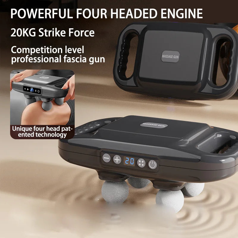 Four-head Fascia Gun Muscle Relaxation Massage Professional Grade Wireless Waist Back Masajeador Deep High Frequency Vibration - Uknowucme