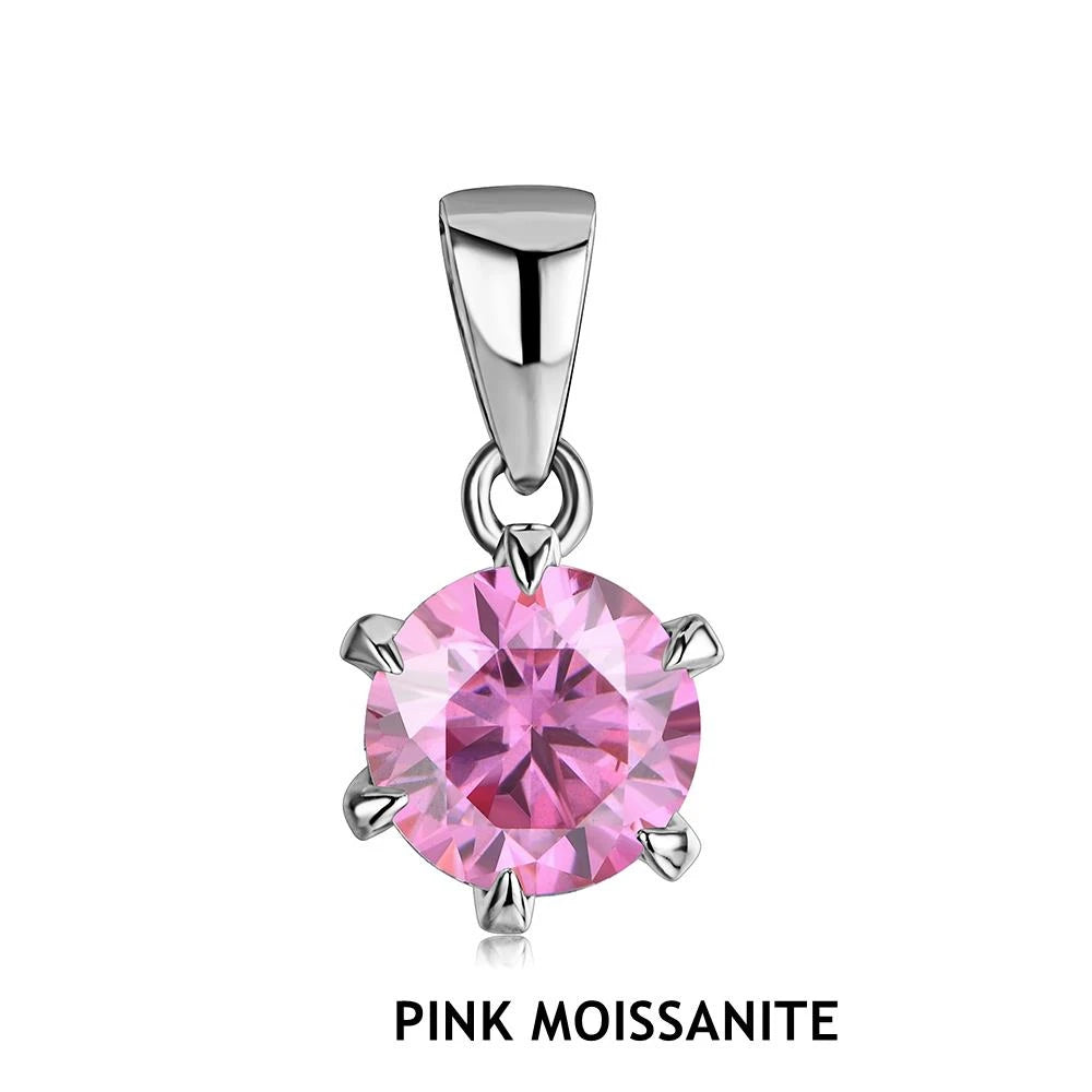 CHARMING 1 Carat Moissanite Necklace Pendant Lab Diamond 925 Silver Rhodium plating for Women Fine Classic Gemstone Necklace - Uknowucme