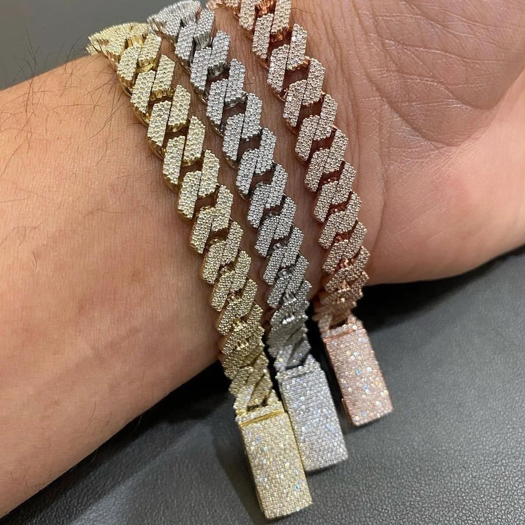 Hip Hop Jewelry Iced Out With Name/ 16mm Width Mens VVS Cuban Link Bracelet Moissanite - Uknowucme