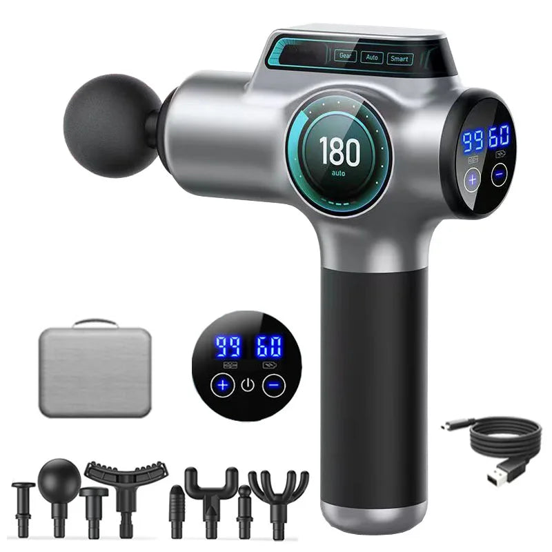 Professional Massage Gun 2-Colors LCD Screen Electric Deep Tissue Muscle Body Back Massager Relaxation Pain Relief Fascia Gun - Uknowucme