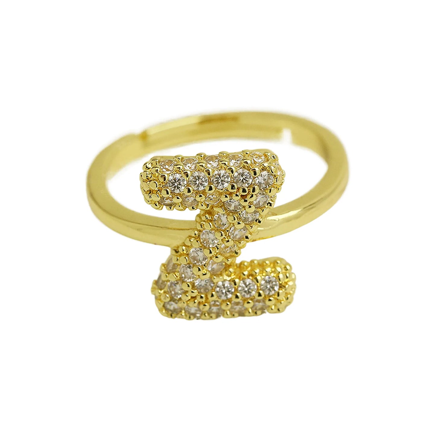 Bubble Cute 26 Letters Ring for Women Balloon Gold Plated Zircon A-Z Letters Open Adjustable Ring Aesthetic Wedding Jewelry Gift - Uknowucme