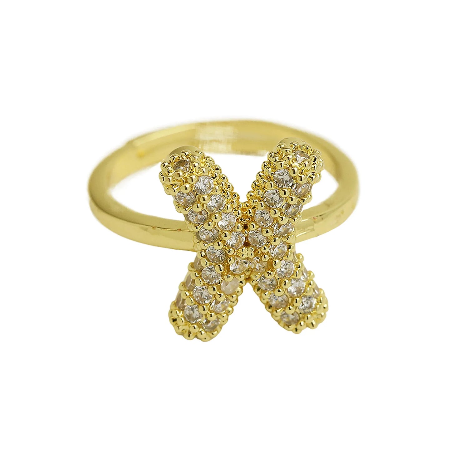 Bubble Cute 26 Letters Ring for Women Balloon Gold Plated Zircon A-Z Letters Open Adjustable Ring Aesthetic Wedding Jewelry Gift - Uknowucme