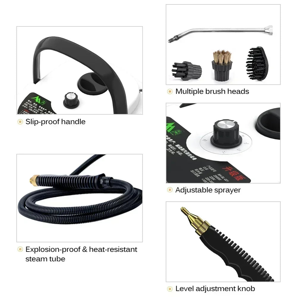2500W Portable Steam Cleaner High Temperature Sterilization Pressure Jet Washer Machine for Home Car Kitchen Air Conditioner - Uknowucme