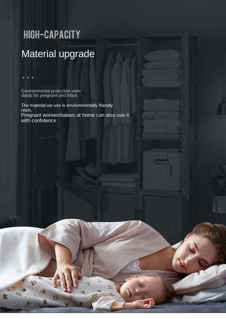 Simplicity Household Wardrobe Bedroom Furniture Clothing Organizer Rack Assemble Storage Cabinets Dustproof Collapsible Locker - Uknowucme
