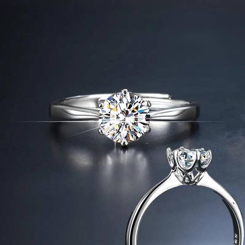 HOYON S925 Silver Non Fading 1 Carat Shiny Moissanite Luxury Women's Ring Engagement Wedding Jewelry Gift Box GRA Certificate - Uknowucme